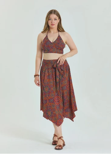 Gipe Detailed Waist Tied Retro Plus Size Skirt 4591